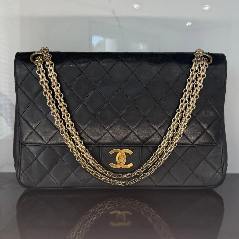 CHANEL Black Quilted Calfskin Bijoux Double Flap Bag
